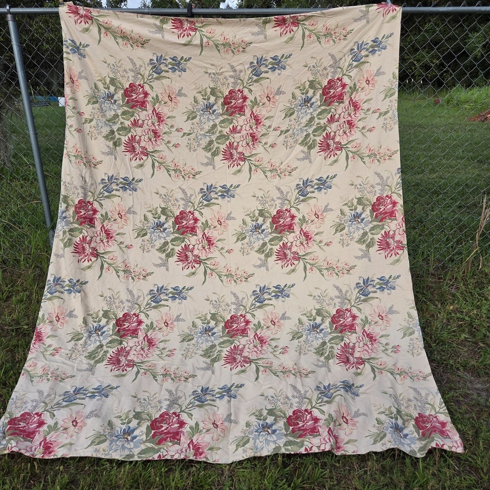 Pottery Barn Marla Duvet‎ King Linen Blend Red Floral Roses Peony Iris Pink - Picture 13 of 16